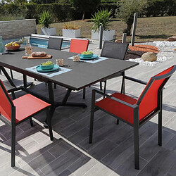 Proloisirs Fauteuil de jardin empilable Delia graphite, rouge.