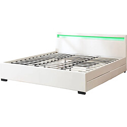 Habitat Et Jardin LIT LED double avec 4 tiroirs Nico - 180 x 200 cm - Blanc