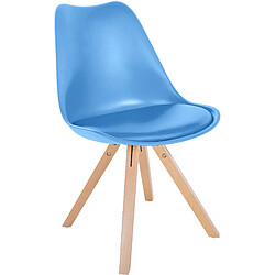 Decoshop26 Chaise de salle à manger x1 style scandinave assise en plastique bleu et pieds carrés en bois clair 10_0001457