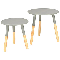 vidaXL Tables d'appoint 2 pcs Gris Pin massif