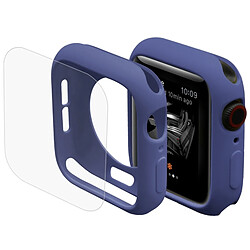 Wewoo Boitier 2 en 1 TPU Coquille de protection semi-plaquée + Film HD courbé HD plein écran flexion HD pour Apple Watch série 4 40 mm (bleu)