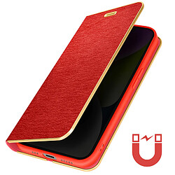 Avizar Étui pour iPhone 14 Clapet Porte-carte et Support vidéo Luna Book Gold Rouge pas cher