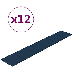 vidaXL Panneaux muraux 12 pcs Bleu 90x15 cm Velours 1,62 m²