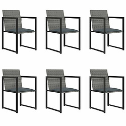 Maison Chic Mobilier à dîner 7 pcs de jardin avec coussins - Ensemble table et chaises d'extérieur - Salon/Mobilier de jardin classique Résine tressée Gris -MN43025 