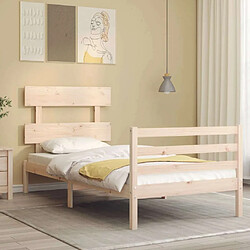 Maison Chic Cadre/structure de lit avec tête de lit pour adulte - Lit Moderne Chambre petit simple bois massif -MN81556