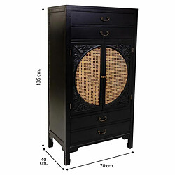 Armoire Alexandra House Living Noir Rotin Bois d'épicéa Bois MDF 40 x 135 x 70 cm pas cher