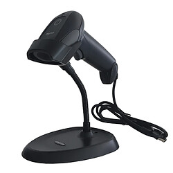 Lecteur de codes-barres USB 1D APPROX avec support - Indicateur LED, Beeper - Vitesse 300 fois par seconde - Couleur noire