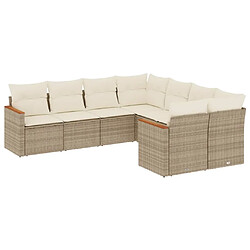 vidaXL Salon de jardin avec coussins 8 pcs beige résine tressée