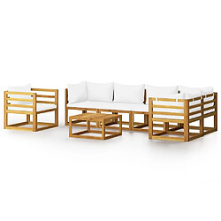 Maison Chic Salon de jardin 7 pcs - Table et chaises d'extérieur - Mobilier/Meubles de jardin Moderne avec coussin Crème Bois d'acacia solide -MN62605