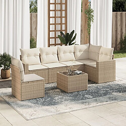 Maison Chic Salon de jardin avec coussins 7 pcs | Ensemble de Table et chaises | Mobilier d'Extérieur beige résine tressée -GKD83855