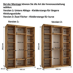 Abiks Meble Armoire DAVOS 1 À Portes Coulissantes 235,2/180/45 3 Portes pas cher