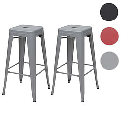 Mendler 2x tabouret de bar HWC-A73, chaise de comptoir, métal, design industriel, empilable ~ gris