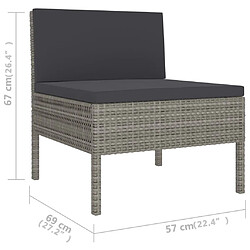 Maison Chic Salon de jardin 6 pcs + coussins - Mobilier/Meubles de jardin - Table et chaises d'extérieur Résine tressée Gris -MN61536 pas cher