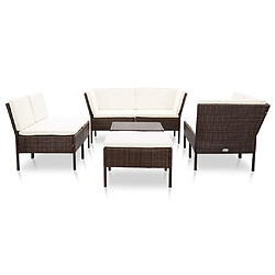 vidaXL Salon de jardin 8 pcs avec coussins résine tressée marron