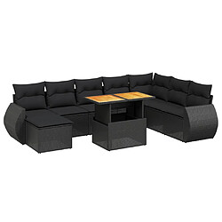 Maison Chic Ensemble Tables et chaises d'extérieur 9 pcs avec coussins,Salon de jardin noir résine tressée -GKD429605