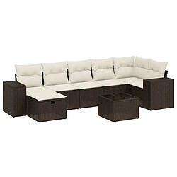 vidaXL Salon de jardin 8 pcs avec coussins marron résine tressée