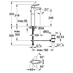 GROHE Eurodisc Cosmopolitan Mitigeur lavabo rehaussé 23055002 (Import Allemagne)