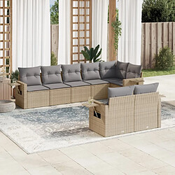 vidaXL Salon de jardin avec coussins 8 pcs beige résine tressée