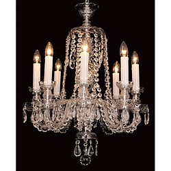 Lumière Chandelier sans abats jours Karvina Cristal 8 ampoules 73cm