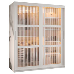 Abiks Meble Armoire Flutes à Portes Coulissantes 200/150/62 2 Portes (blanc)