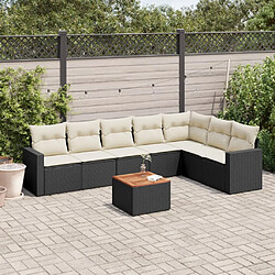 Maison Chic Ensemble Tables et chaises d'extérieur 8 pcs avec coussins,Salon de jardin noir résine tressée -GKD230070