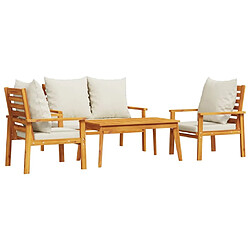 Maison Chic Ensemble de 4 Tables et chaises d'extérieur avec coussins,Salon de jardin Bois d'acacia solide -GKD159387