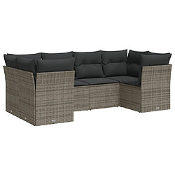 vidaXL Salon de jardin 6 pcs avec coussins gris résine tressée