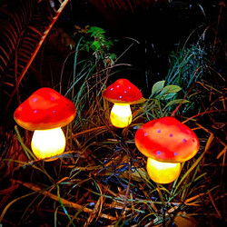 Lumières Solaires de Jardin En Plein Air, Paquet de 3 Lumières de Voie de Paysage Lumières Solaires à énergie de Champignon Imperméables pour