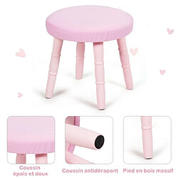 Helloshop26 Coiffeuse enfant avec tiroir et tabouret table de maquillage de filles style princesse européenne rose 20_0008327