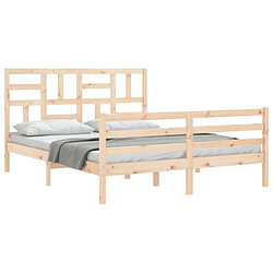 Acheter Maison Chic Cadre/structure de lit avec tête de lit pour adulte - Lit Moderne Chambre King Size bois massif -MN80114