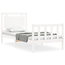 Maison Chic Cadre/structure de lit et tête de lit pour adulte - Lit Moderne Chambre blanc 100x200 cm bois massif -MN92749