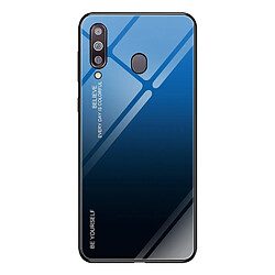 Wewoo Coque Pour Galaxy M30 Gradient Color Glass Case Blue