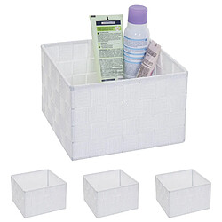 Decoshop26 4x paniers de rangement panier décoratif 12x19x19cm polypropylène blanc 04_0000605