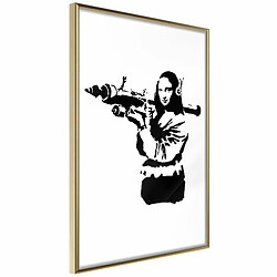 Paris Prix Affiche Murale Encadrée Banksy Mona Lisa with Bazooka II 20 x 30 cm Or