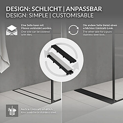 Avis LuxeBath Caniveau de Douche 80 cm 2en1 à Carreler, Noir, Acier Inoxydable, avec Appareil Désodorisant et Filtre à Cheveaux Amovible, Pieds Réglable en Hauteur, Siphon Double Face, Écoulement de Sol