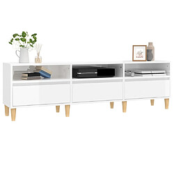 Acheter Maison Chic Meuble TV scandinave - Banc TV pour salon blanc brillant 150x30x44,5 cm bois d'ingénierie -MN68121