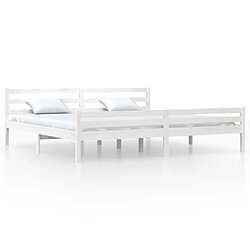 Maison Chic Lit adulte - Lit simple Cadre de lit,Structure du lit Contemporain Blanc Bois massif 200x200 cm -MN61586