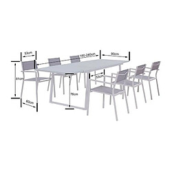 Avis Ensemble repas de jardin - table extensible 160-240 cm et 6 fauteuils - Structure aluminium - Blanc