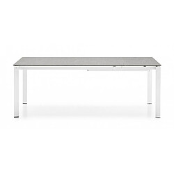 Inside 75 Table extensible 10 couverts EMINENCE 230 cm pieds métal blanc plateau mélaminé gris