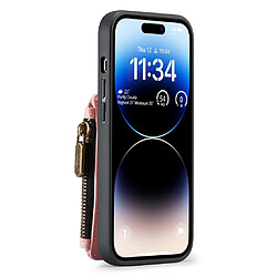 Etui en PU CASEME avec béquille à fermeture éclair, porte-cartes et bandoulière pour votre iPhone 14 Pro - rouge