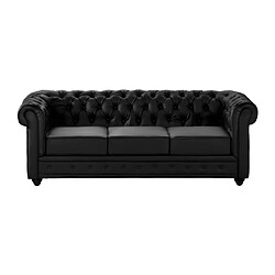 Vente-Unique Canapés 3 places, 2 places et fauteuil en simili noir CHESTERFIELD