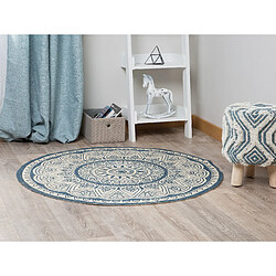 Avis Beliani Tapis rond bleu 120 cm ANADERE