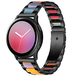 Bracelet en résine + acier inoxydable de 20 mm noir/arc-en-ciel pour votre Samsung Galaxy Watch4 40mm/Watch4 44mm/Watch4 Classic 46mm