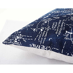 Avis Decoshop26 Coussin bleu brillant motif écriture 45x45 cm déhoussable DEC04070