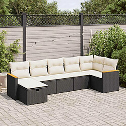 vidaXL Salon de jardin 7 pcs avec coussins noir résine tressée