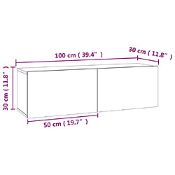 vidaXL Meuble TV Gris béton 100x30x30 cm Bois d’ingénierie pas cher