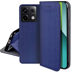 Htdmobiles Housse etui portefeuille avec coque interieure en silicone pour Xiaomi Redmi Note 13 Pro 5G / Poco X6 5G + verre trempe - BLEU MAGNET pas cher