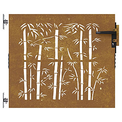 Avis vidaXL Portail de jardin 85x75 cm acier corten design de bambou