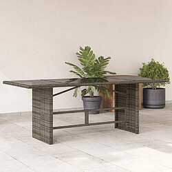 vidaXL Table de jardin avec dessus en verre gris résine tressée