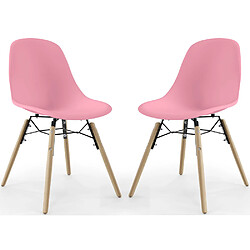 ICONIK INTERIOR Chaise de Salle à Manger - Design Scandinave - Pieds en Bois - Lot de 2 - Skögur Rose